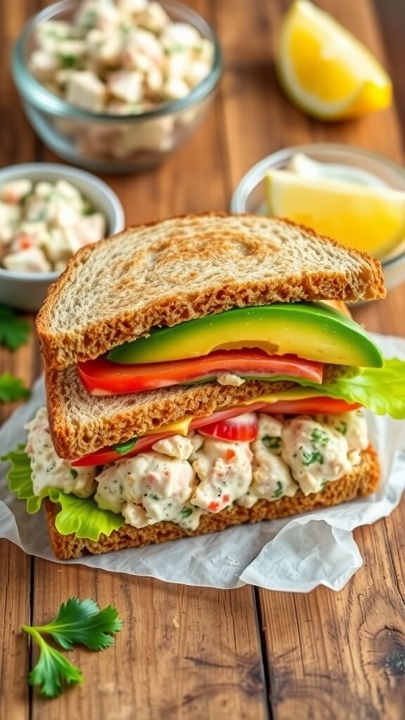 Creamy Tuna Salad Sandwich with Avocado