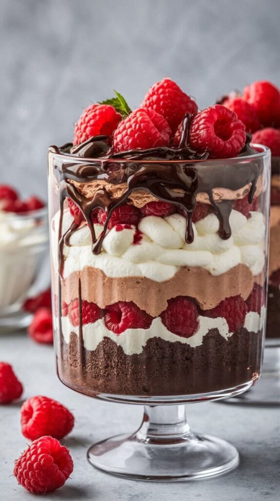 Decadent Raspberry Fudge Brownie Trifle