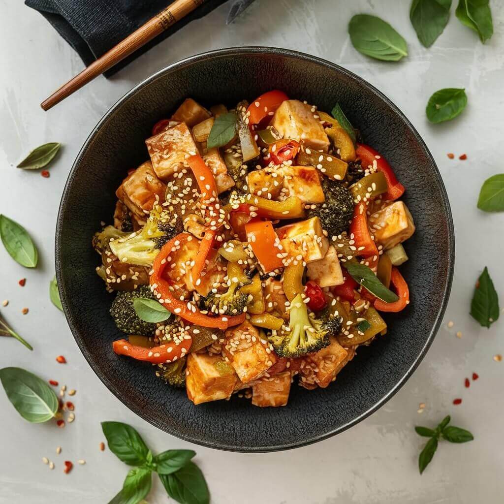 Quick and Flavorful Vegetable Stir Fry with Peanut Sauce
