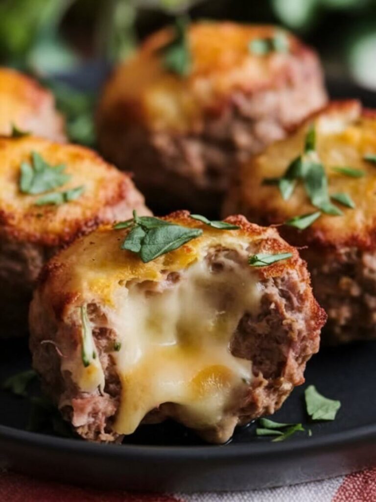 Savory Cheesy Stuffed Meatloaf Bites Recipe